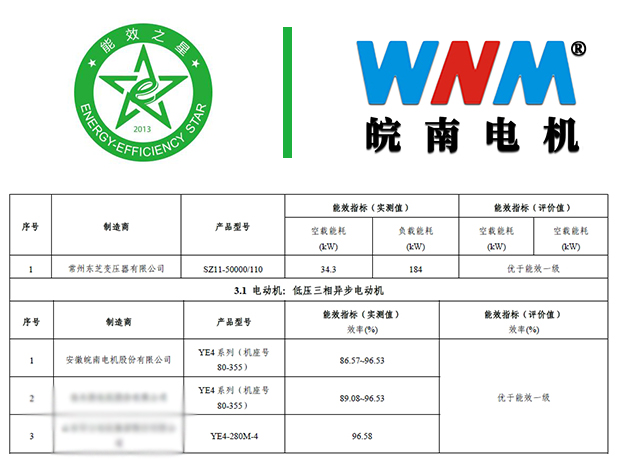 j9数字站电机YE4电机入选能效之星